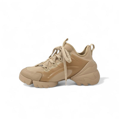 クリスチャンディオール CHRISTIAN DIOR D-Connect スニーカー 靴 シューズ ラバー ファブリック レザー ピンクベージュ ロゴ