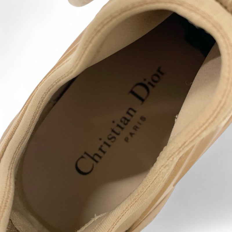 クリスチャンディオール CHRISTIAN DIOR D-Connect スニーカー 靴 シューズ ラバー ファブリック レザー ピンクベージュ ロゴ