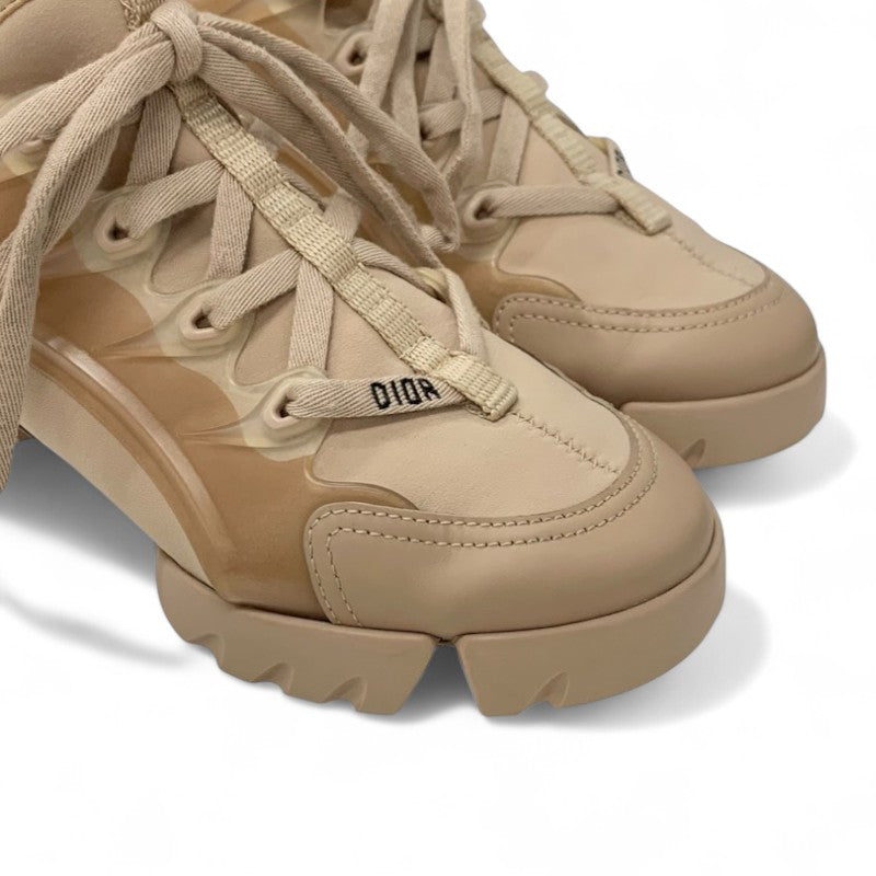 クリスチャンディオール CHRISTIAN DIOR D-Connect スニーカー 靴 シューズ ラバー ファブリック レザー ピンクベージュ ロゴ