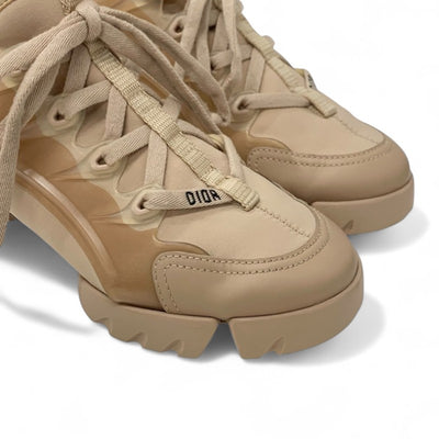 クリスチャンディオール CHRISTIAN DIOR D-Connect スニーカー 靴 シューズ ラバー ファブリック レザー ピンクベージュ ロゴ
