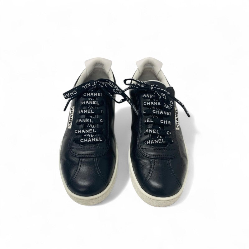 シャネル CHANEL スニーカー 靴 シューズ レザー ブラック ココマーク ロゴ