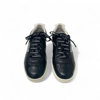 シャネル CHANEL スニーカー 靴 シューズ レザー ブラック ココマーク ロゴ