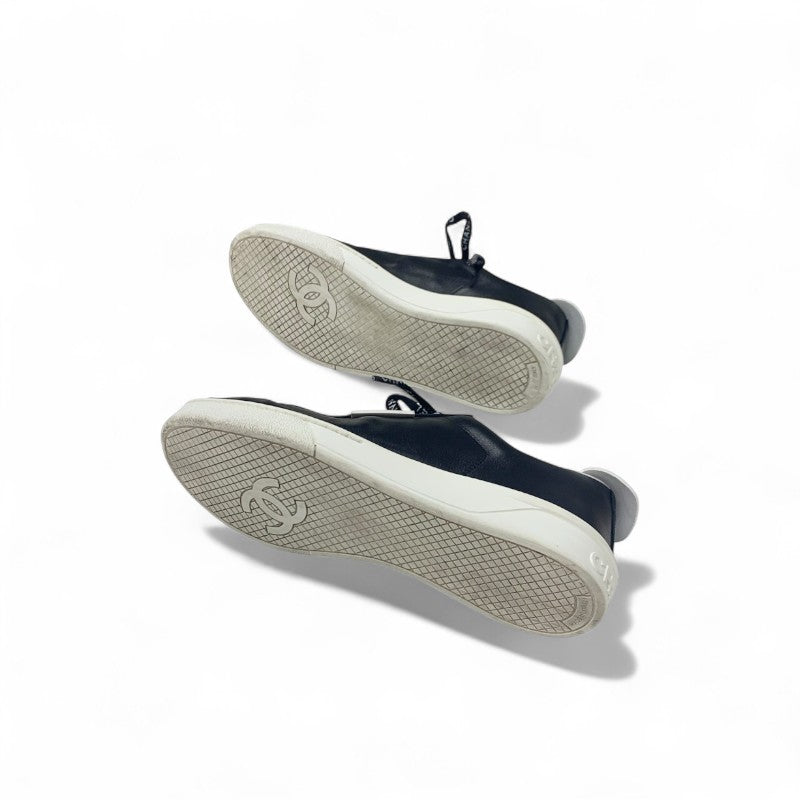 シャネル CHANEL スニーカー 靴 シューズ レザー ブラック ココマーク ロゴ