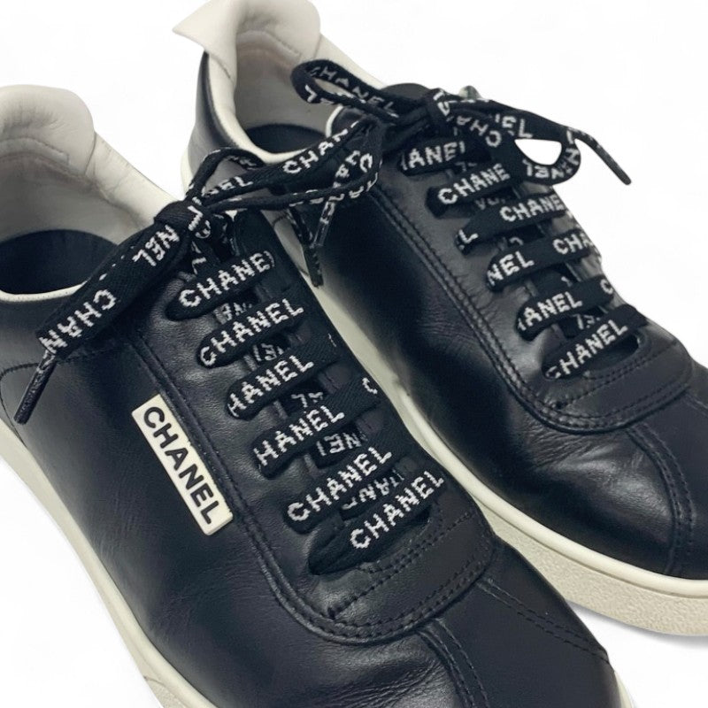 シャネル CHANEL スニーカー 靴 シューズ レザー ブラック ココマーク ロゴ