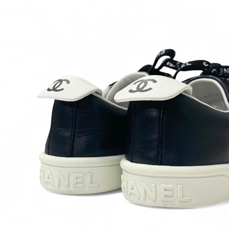 シャネル CHANEL スニーカー 靴 シューズ レザー ブラック ココマーク ロゴ