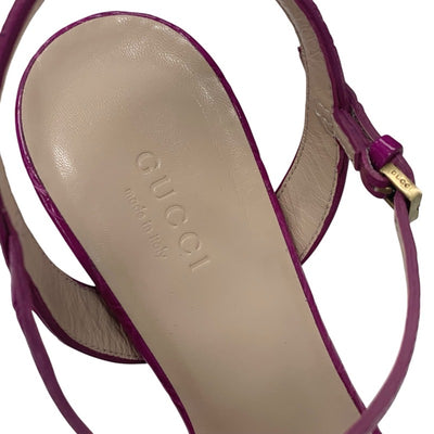グッチ GUCCI ダブルG サンダル 靴 シューズ レザー パープル ゴールド GGマーモント ストラップ