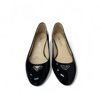 プラダ PRADA フラットシューズ 靴 シューズ パテント ブラック 黒 トライアングルロゴ