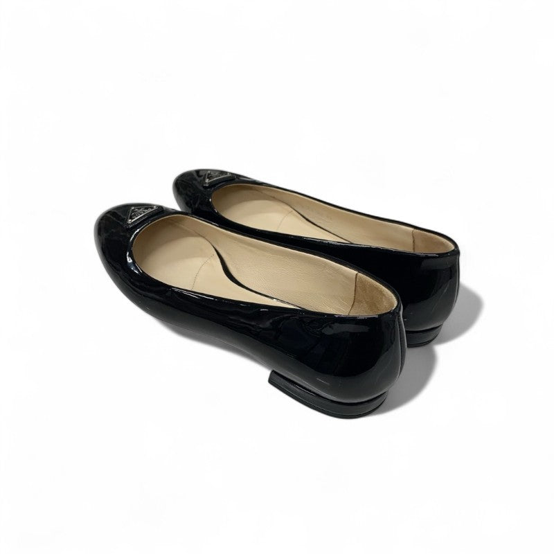 プラダ PRADA フラットシューズ 靴 シューズ パテント ブラック 黒 トライアングルロゴ