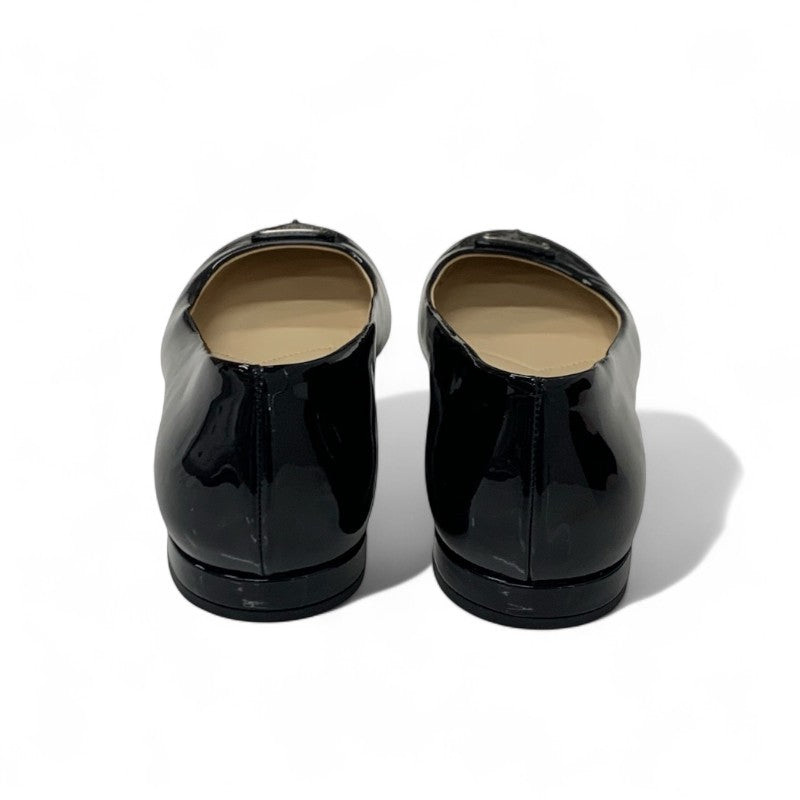 プラダ PRADA フラットシューズ 靴 シューズ パテント ブラック 黒 トライアングルロゴ