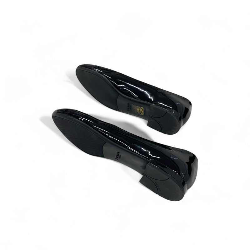 プラダ PRADA フラットシューズ 靴 シューズ パテント ブラック 黒 トライアングルロゴ