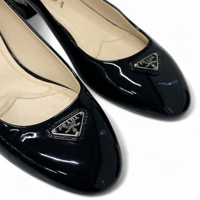プラダ PRADA フラットシューズ 靴 シューズ パテント ブラック 黒 トライアングルロゴ