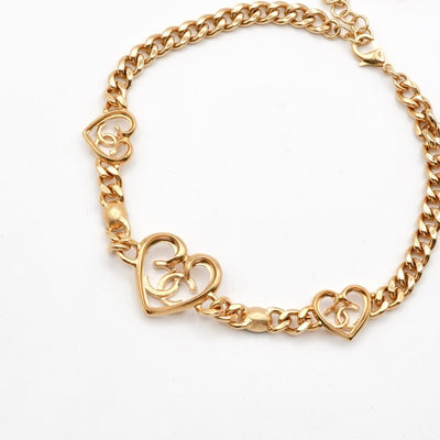 シャネル CHANEL ネックレス ペンダント チョーカー ゴールド ブルー ココマーク ハート ラインストーン チェーン