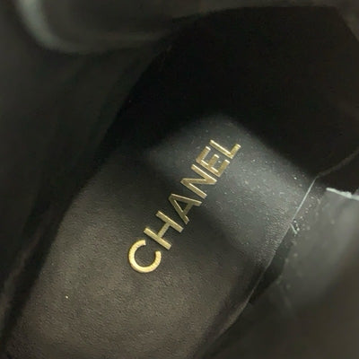 シャネル CHANEL ブーツ ショートブーツ 靴 シューズ レザー ブラック 黒 ココマーク ロゴ レースアップ