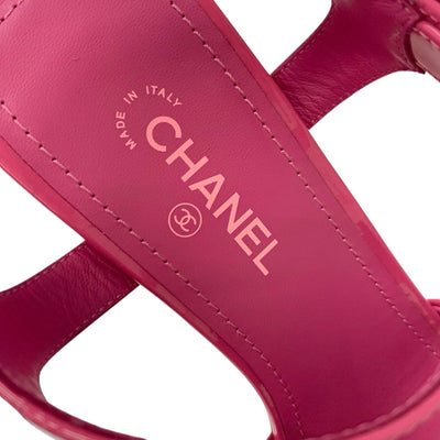 シャネル CHANEL サンダル 靴 シューズ パテント ピンク 未使用 ココマーク ストラップ