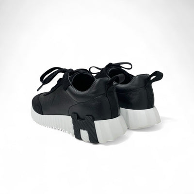 エルメス HERMES バウンシング スニーカー 靴 シューズ レザー スエード ブラック 黒