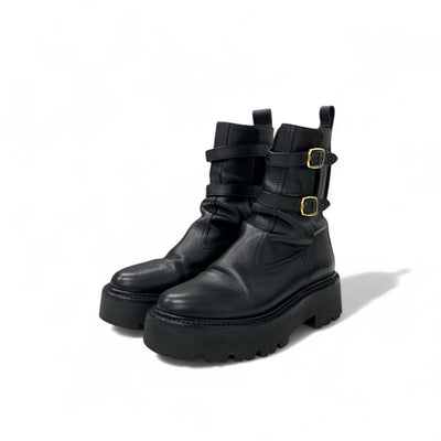 セリーヌ CELINE ブーツ ショートブーツ 靴 シューズ レザー ブラック バルキーバックル