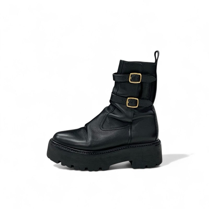 セリーヌ CELINE ブーツ ショートブーツ 靴 シューズ レザー ブラック バルキーバックル