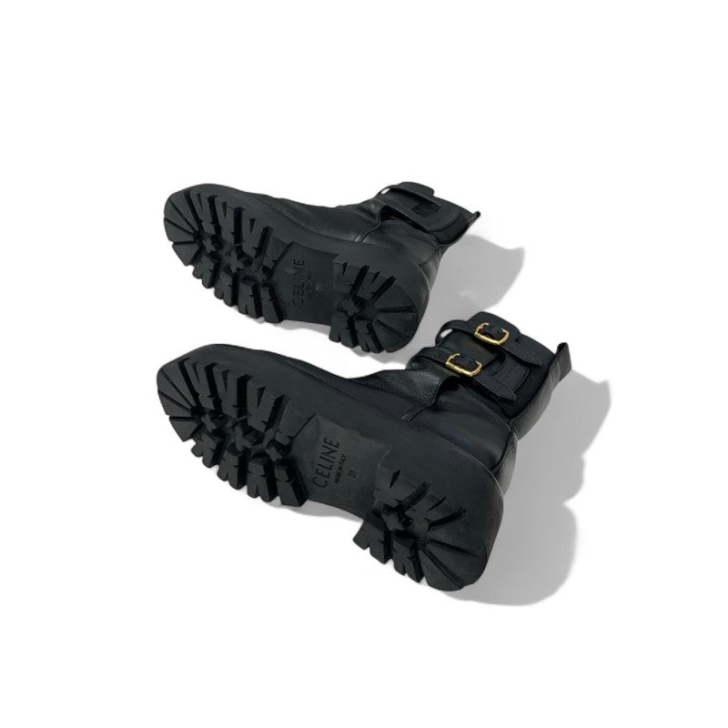 セリーヌ CELINE ブーツ ショートブーツ 靴 シューズ レザー ブラック バルキーバックル