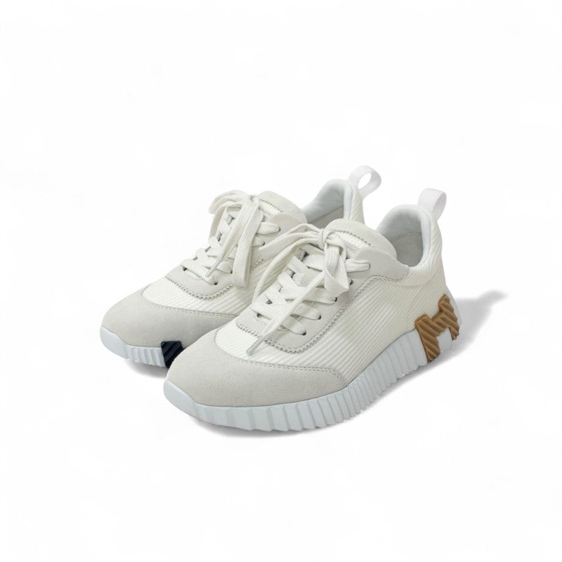 エルメス HERMES バウンシング スニーカー 靴 シューズ ファブリック レザー ホワイト