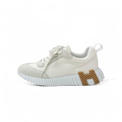 エルメス HERMES バウンシング スニーカー 靴 シューズ ファブリック レザー ホワイト