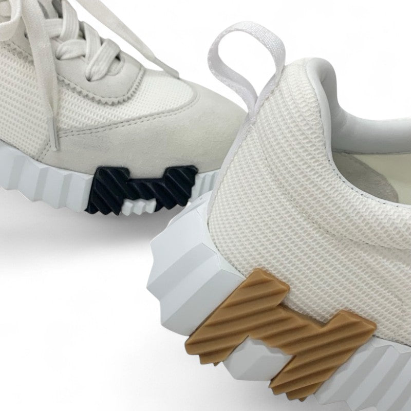 エルメス HERMES バウンシング スニーカー 靴 シューズ ファブリック レザー ホワイト