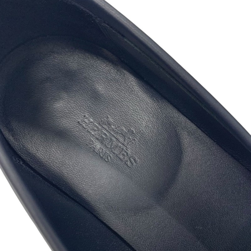 エルメス HERMES ロワイヤル ローファー 革靴 靴 シューズ デニム ネイビー シルバー H金具 フリンジ モカシン フラットシューズ