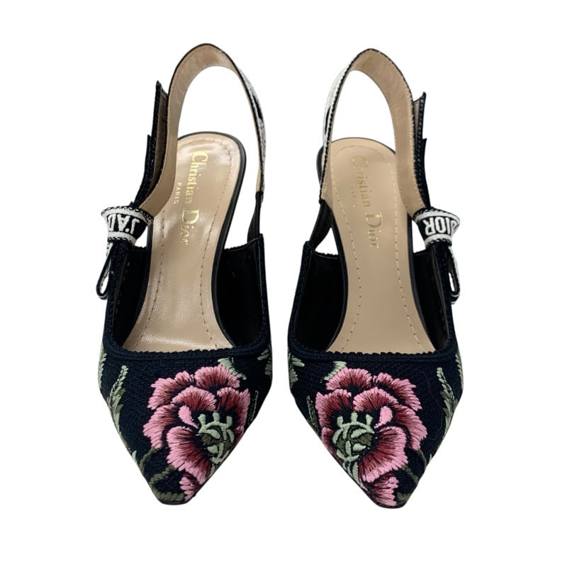 クリスチャンディオール CHRISTIAN DIOR JADIOR パンプス 靴 シューズ ファブリック ブラック マルチカラー J'ADIOR スリングバック