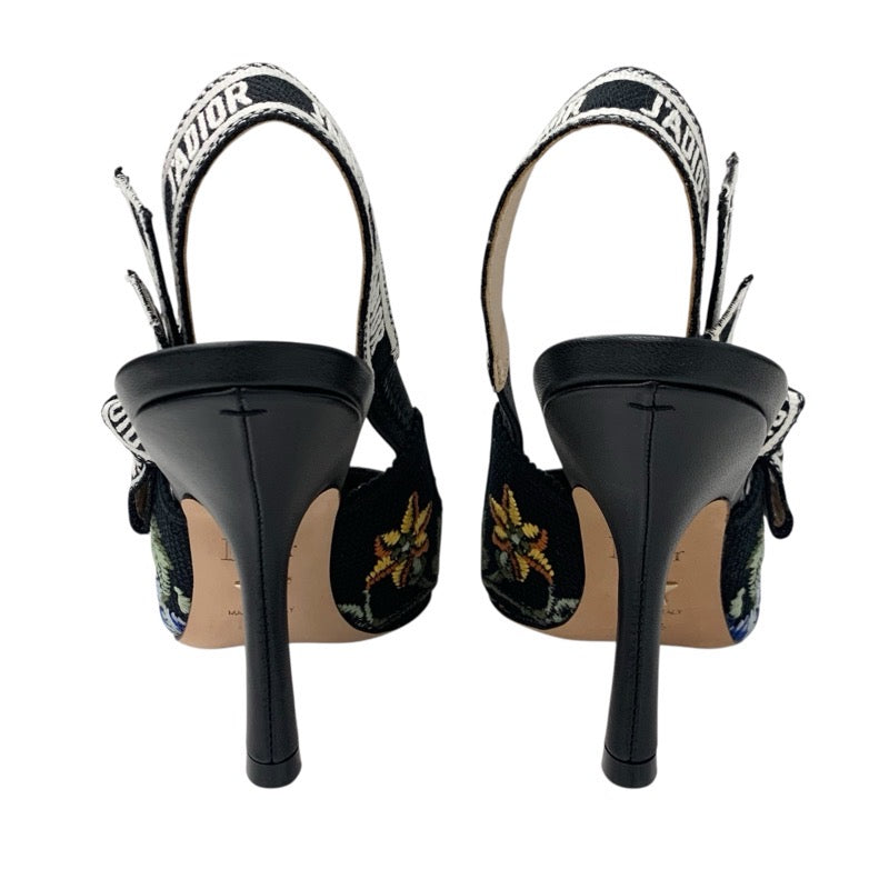 クリスチャンディオール CHRISTIAN DIOR JADIOR パンプス 靴 シューズ ファブリック ブラック マルチカラー J'ADIOR スリングバック