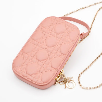 クリスチャンディオール CHRISTIAN DIOR 携帯・スマホアクセサリー ピンク ゴールド レディディオール カナージュ Call in Dior フォンホルダー フォンケース モバイルポーチ ポシェット