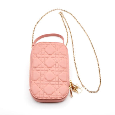 クリスチャンディオール CHRISTIAN DIOR 携帯・スマホアクセサリー ピンク ゴールド レディディオール カナージュ Call in Dior フォンホルダー フォンケース モバイルポーチ ポシェット