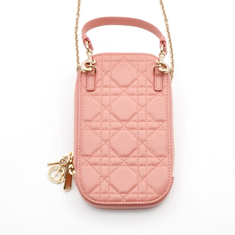 クリスチャンディオール CHRISTIAN DIOR 携帯・スマホアクセサリー ピンク ゴールド レディディオール カナージュ Call in Dior フォンホルダー フォンケース モバイルポーチ ポシェット