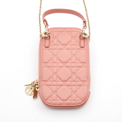 クリスチャンディオール CHRISTIAN DIOR 携帯・スマホアクセサリー ピンク ゴールド レディディオール カナージュ Call in Dior フォンホルダー フォンケース モバイルポーチ ポシェット