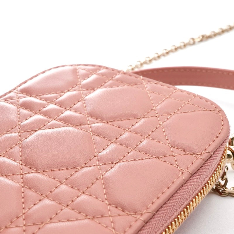 クリスチャンディオール CHRISTIAN DIOR 携帯・スマホアクセサリー ピンク ゴールド レディディオール カナージュ Call in Dior フォンホルダー フォンケース モバイルポーチ ポシェット