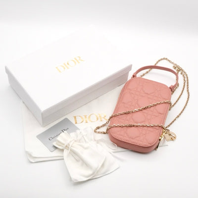 クリスチャンディオール CHRISTIAN DIOR 携帯・スマホアクセサリー ピンク ゴールド レディディオール カナージュ Call in Dior フォンホルダー フォンケース モバイルポーチ ポシェット