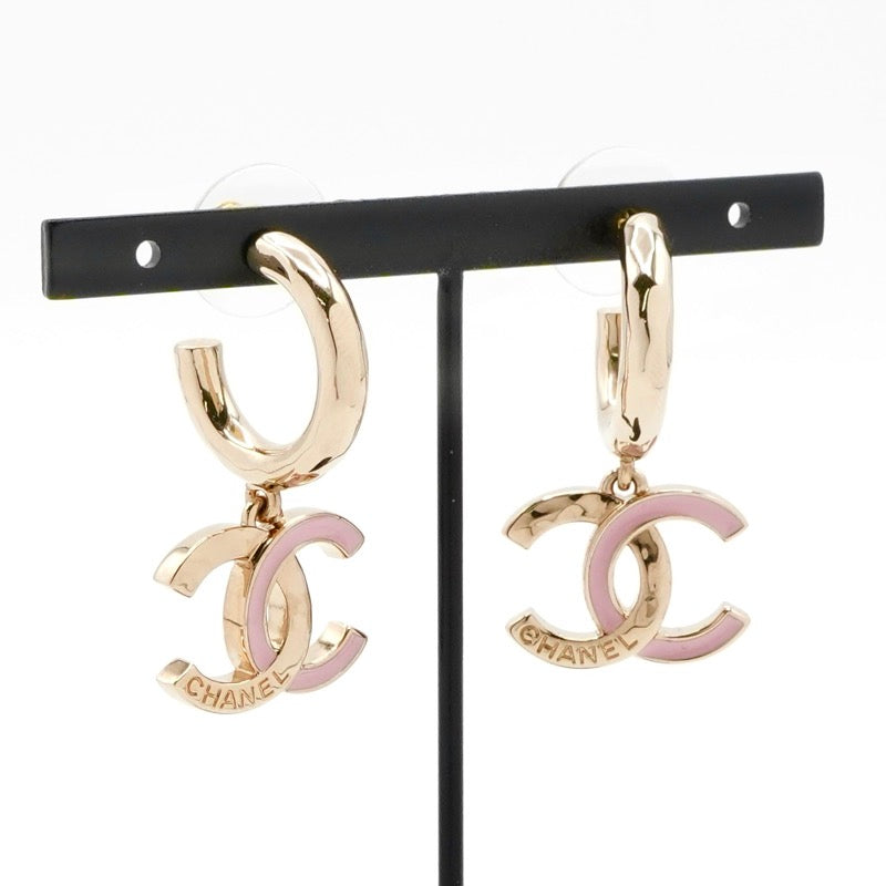 シャネル CHANEL ピアス イヤリング ゴールド ピンク ココマーク フープピアス