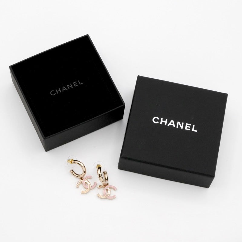 シャネル CHANEL ピアス イヤリング ゴールド ピンク ココマーク フープピアス