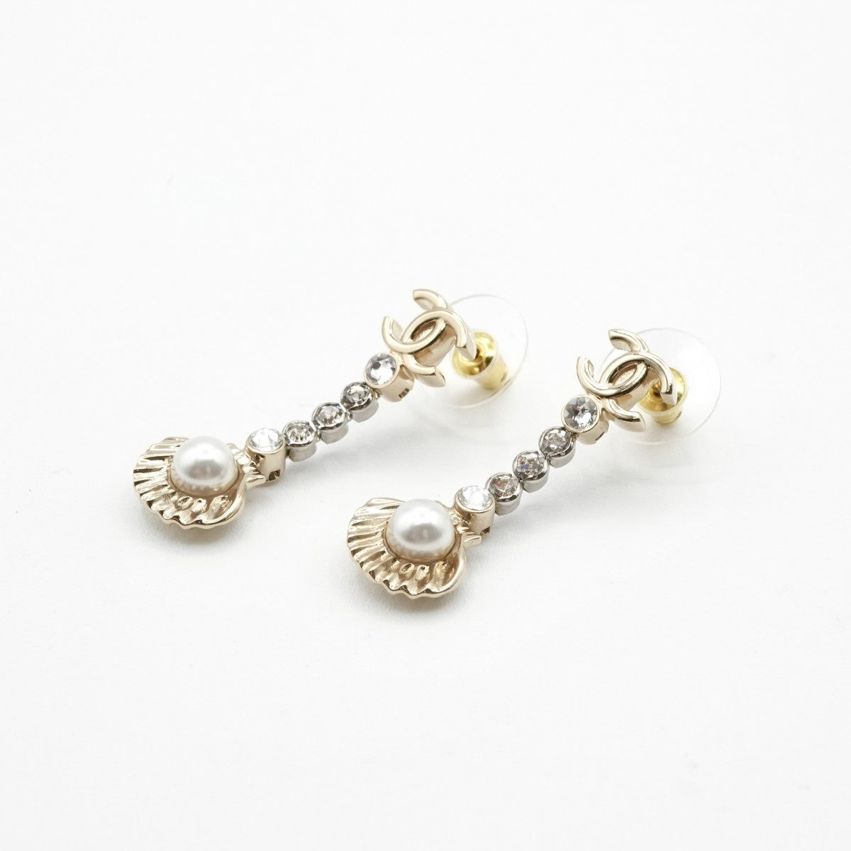 シャネル CHANEL ピアス イヤリング ゴールド ココマーク ドロップピアス 貝殻 ラインストーン