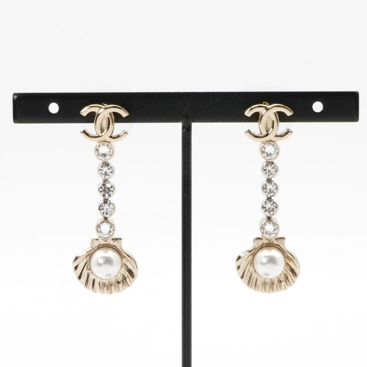 シャネル CHANEL ピアス イヤリング ゴールド ココマーク ドロップピアス 貝殻 ラインストーン