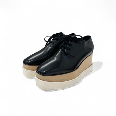 ステラマッカートニー STELLA McCARTNEY エリス スニーカー 靴 シューズ レザー ウッド ブラック 厚底 プラットフォーム レースアップ