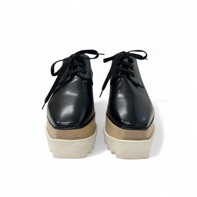 ステラマッカートニー STELLA McCARTNEY エリス スニーカー 靴 シューズ レザー ウッド ブラック 厚底 プラットフォーム レースアップ