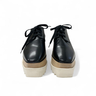 ステラマッカートニー STELLA McCARTNEY エリス スニーカー 靴 シューズ レザー ウッド ブラック 厚底 プラットフォーム レースアップ