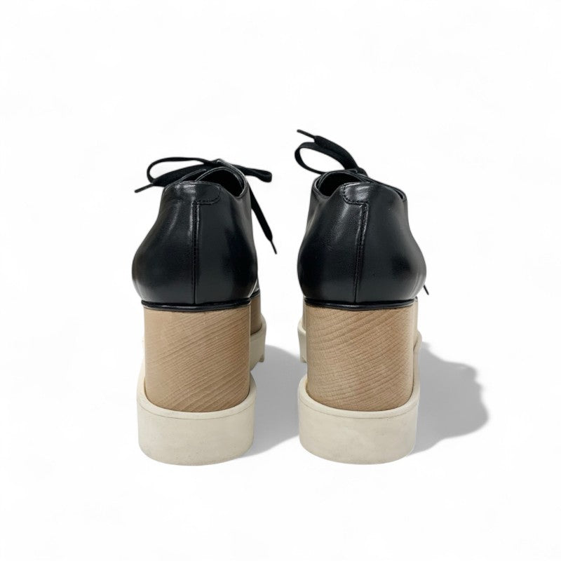 ステラマッカートニー STELLA McCARTNEY エリス スニーカー 靴 シューズ レザー ウッド ブラック 厚底 プラットフォーム レースアップ