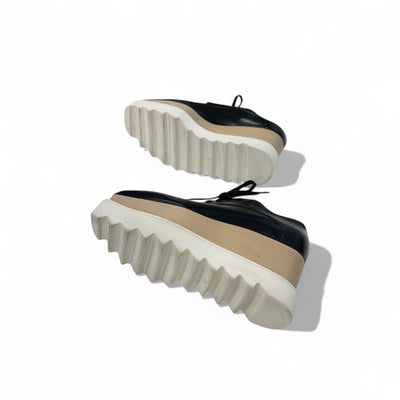 ステラマッカートニー STELLA McCARTNEY エリス スニーカー 靴 シューズ レザー ウッド ブラック 厚底 プラットフォーム レースアップ