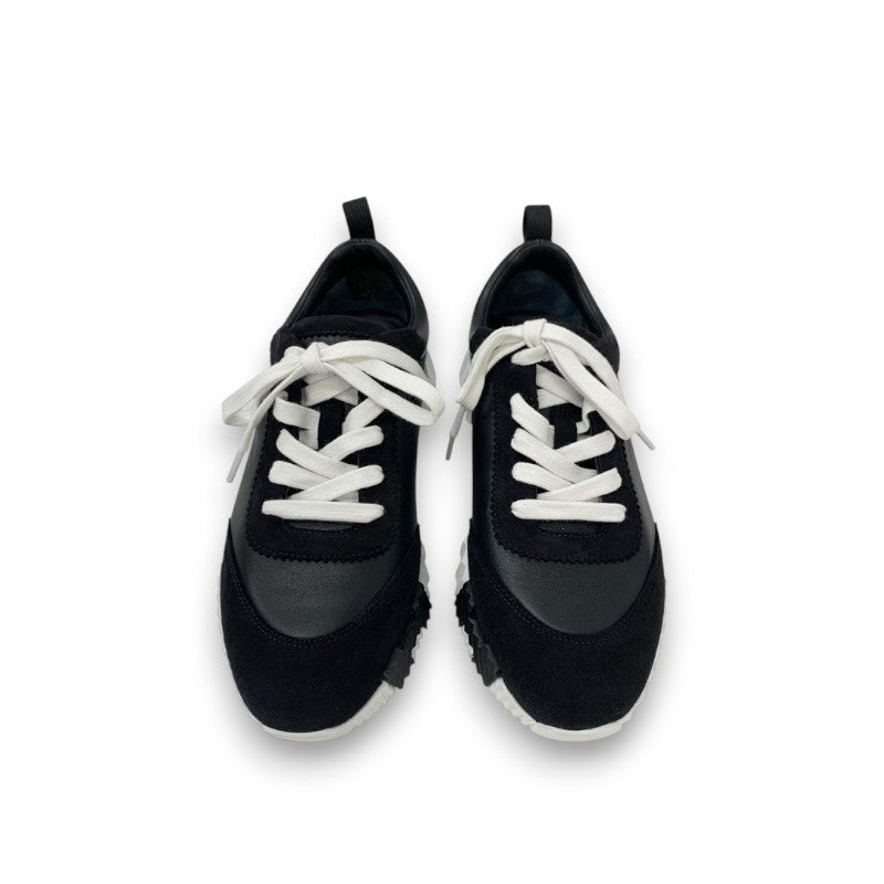 エルメス HERMES バウンシング スニーカー 靴 シューズ レザー スエード ブラック ホワイト 黒