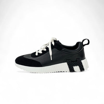 エルメス HERMES バウンシング スニーカー 靴 シューズ レザー スエード ブラック ホワイト 黒