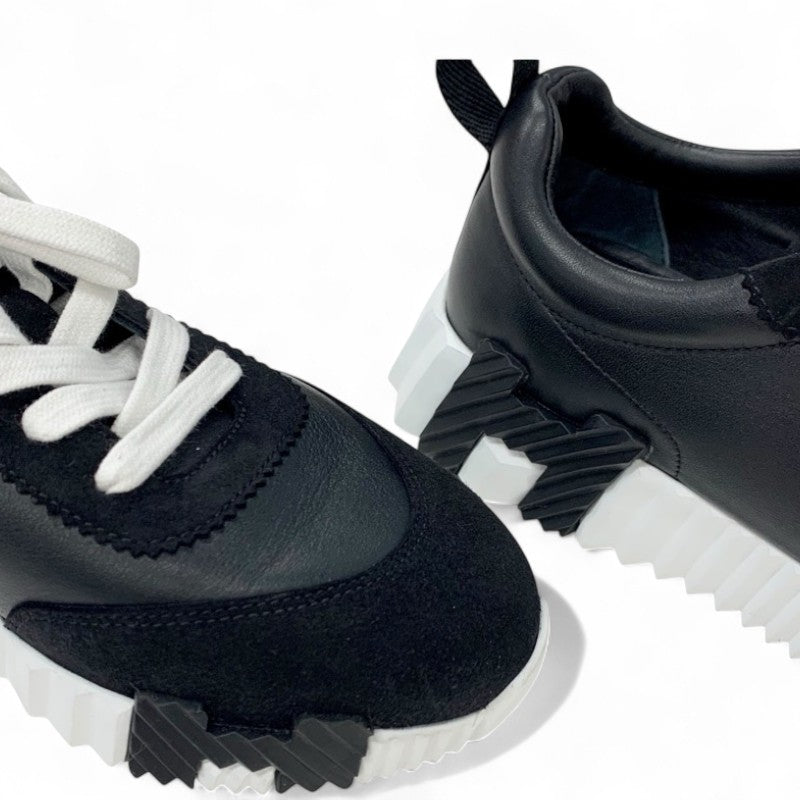 エルメス HERMES バウンシング スニーカー 靴 シューズ レザー スエード ブラック ホワイト 黒