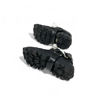 ミュウミュウ MIUMIU スニーカー 靴 シューズ レザー ブラック ロゴ ビジュー クリスタルストラップ