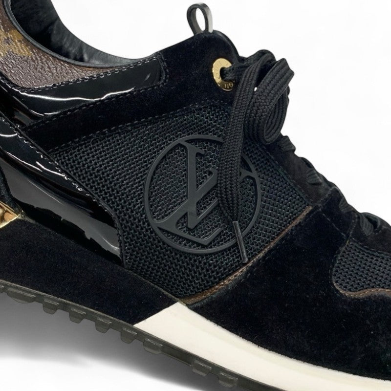 ルイヴィトン LOUIS VUITTON ランアウェイライン モノグラム スニーカー 靴 シューズ レザー スエード ブラック ブラウン LVロゴ インヒール メッシュ