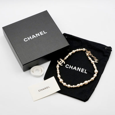 シャネル CHANEL ネックレス ペンダント チョーカー ゴールド ホワイト ココマーク