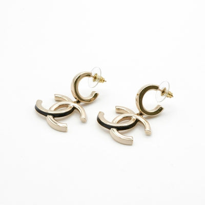 シャネル CHANEL ピアス イヤリング ゴールド ブラック ココマーク フープ